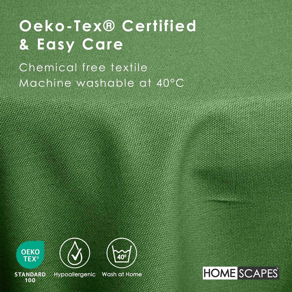 image 1 of Homescapes Plain Cotton Dark Green Tablecloth - 178 cm Round Green