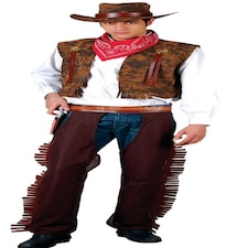 Brown Western Cowboy Rodeo Fancy Dress Mens Costume Outfit & (XL)