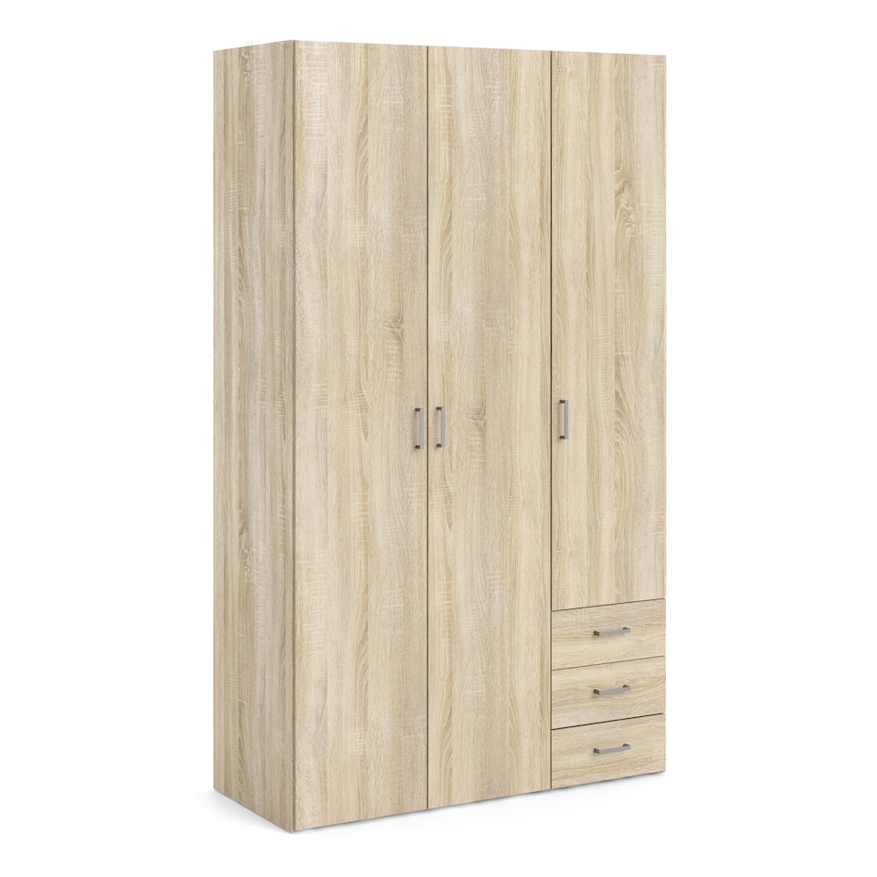 image 1 of Space Wardrobe 3 Doors 3 Drawers in Oak 2000