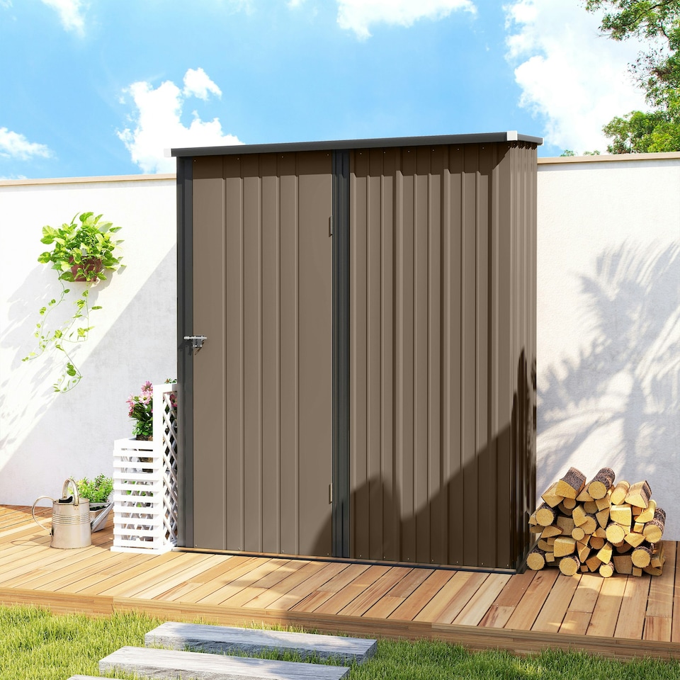 image 1 of Outsunny Outdoor Storage Shed w/ Lockable Door for Garden, Brown