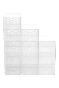 Living and Home 12 Pack Foldable Plastic Shoe Storage Boxes- 33.5cm W x 26cm D x 16.5cm H