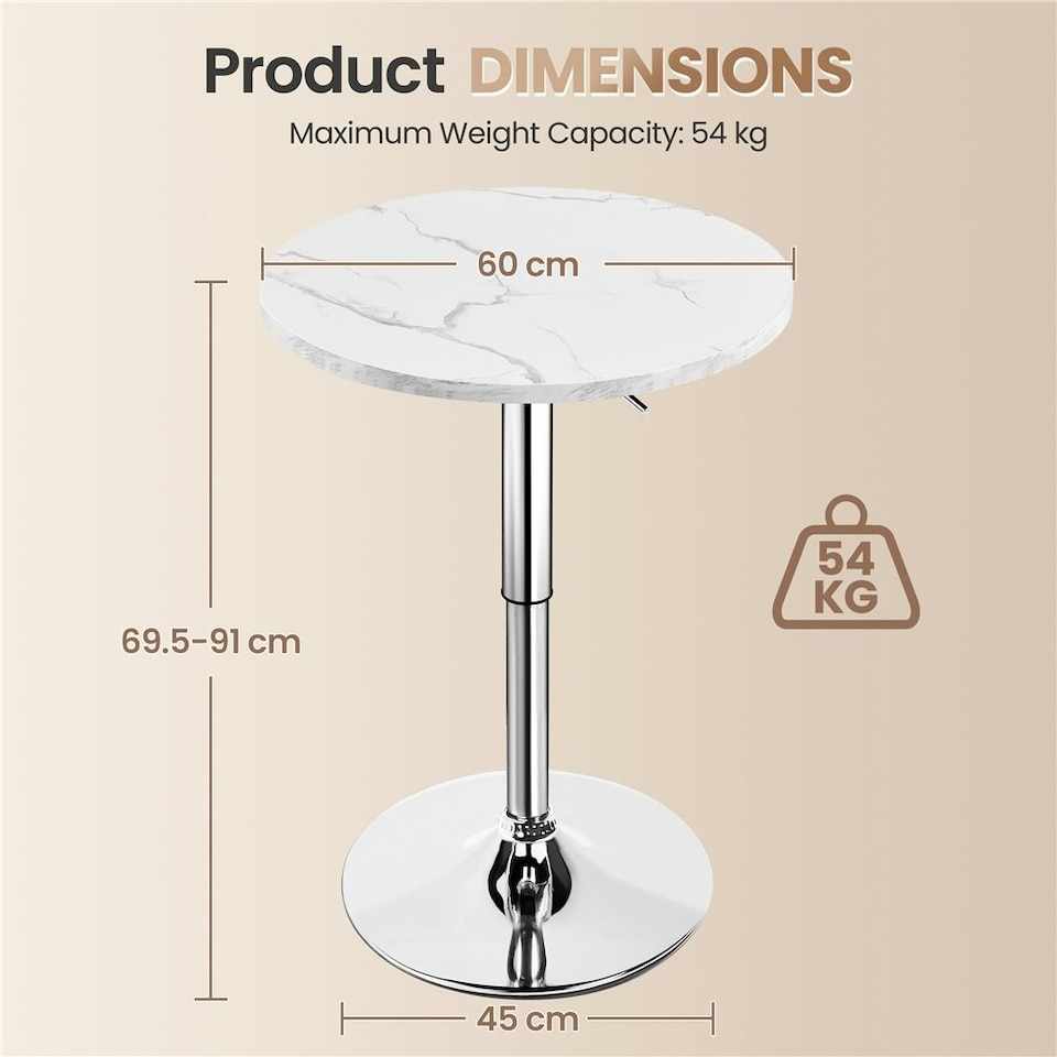 image 1 of Yaheetech Adjustable Pub Round Table