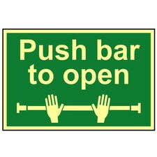Scan Push Bar To Open - Photoluminescent 300 X 200mm - Multi Colour - 200 x 300mm