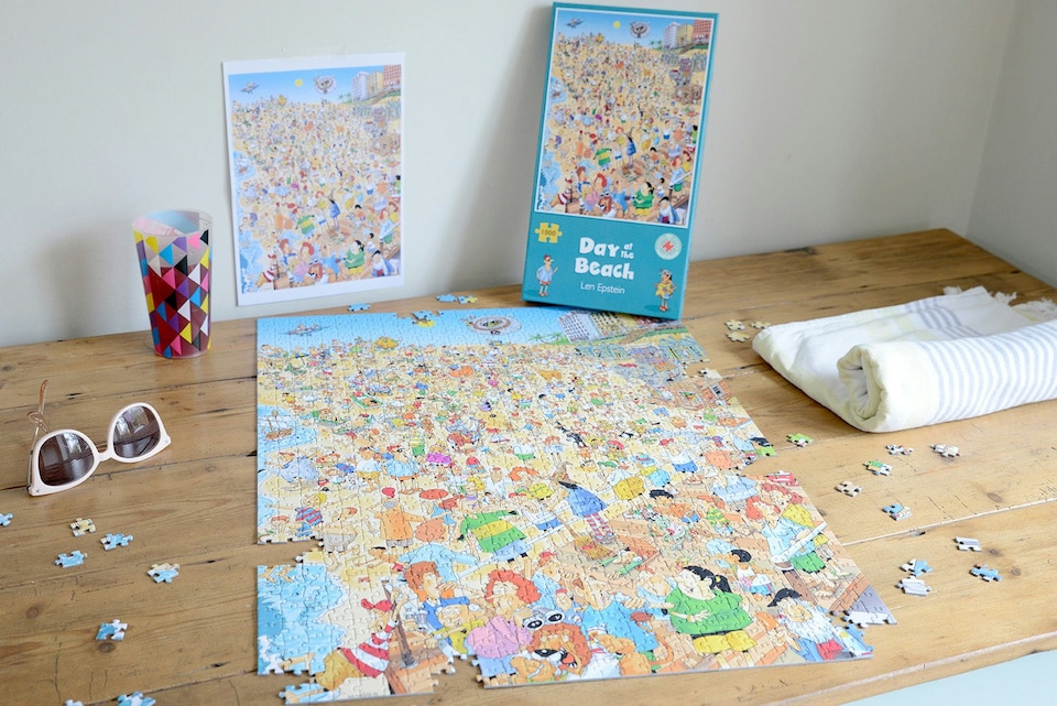 image 1 of Day at the Beach - Len Epstein 1000 Piece Jigsaw Puzzle
