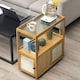 image 5 of Living and Home Wooden Glass Side Table with Wheels