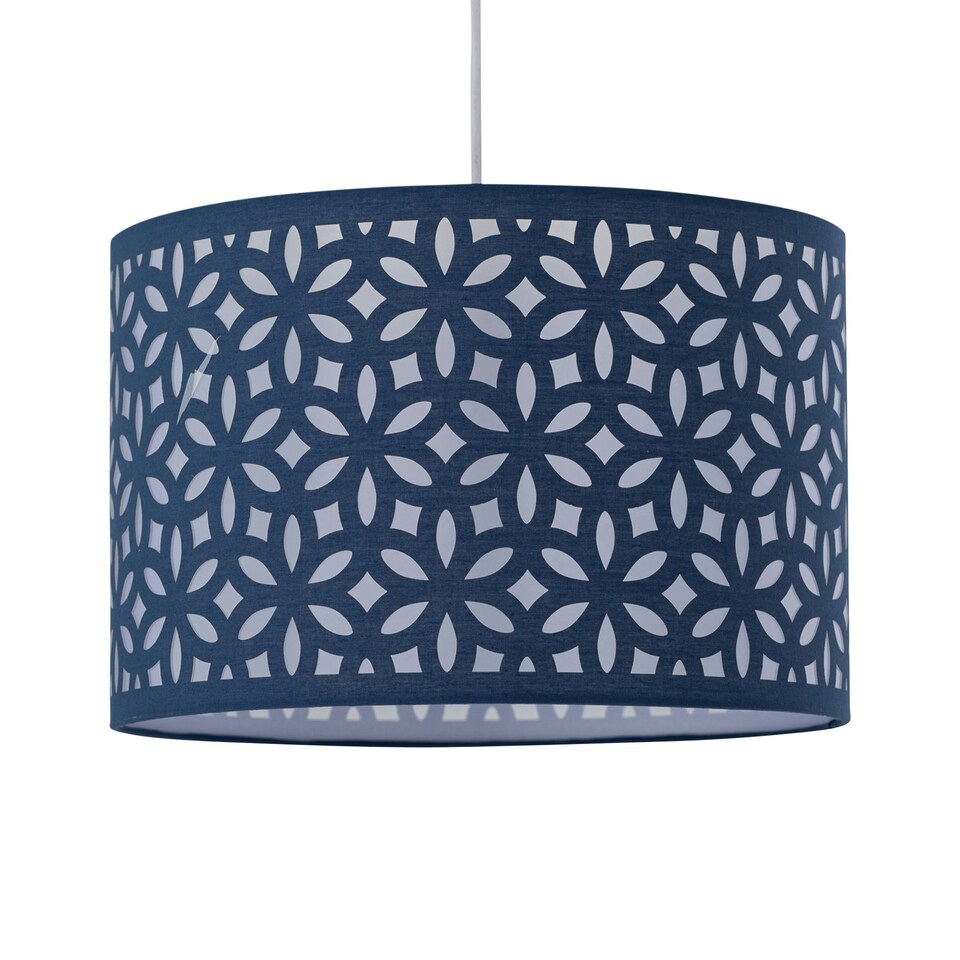 image 1 of Navy Blue Laser Cut 25cm Pendant Lightshade Blue