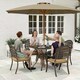 image 2 of Outsunny 5 Pieces Cast Aluminium Garden Dining Set with Parasol Hole, Bronze 