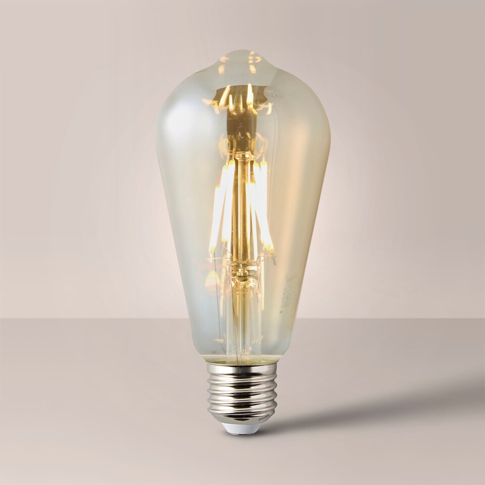 image 1 of ValueLights 5 Pack Filament Dimmable E27 Amber Pear Light Bulbs | Clear