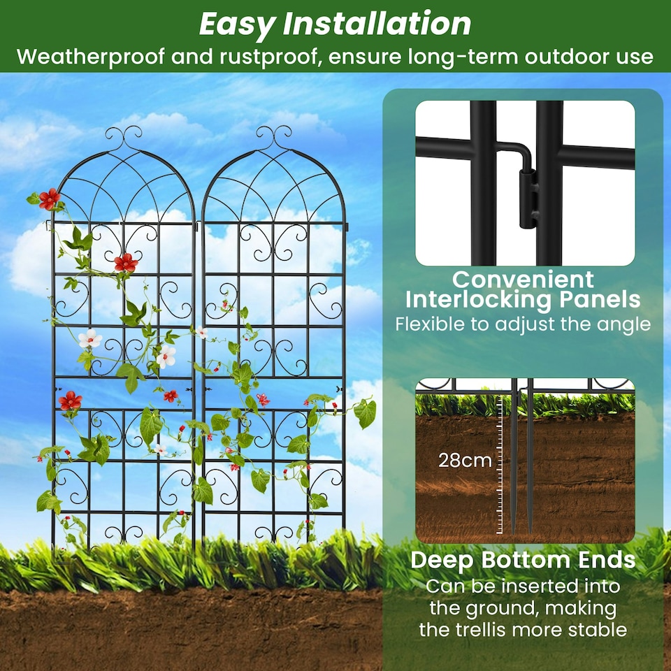 image 1 of COSTWAY 2 Pack Garden Plant Trellis Stakes for Climbing Plants