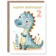 image 1 of Cute Dinosaur Cartoon Drawing Fun Kids Age 2 Year Old Child Kids 2nd Birthday Card
