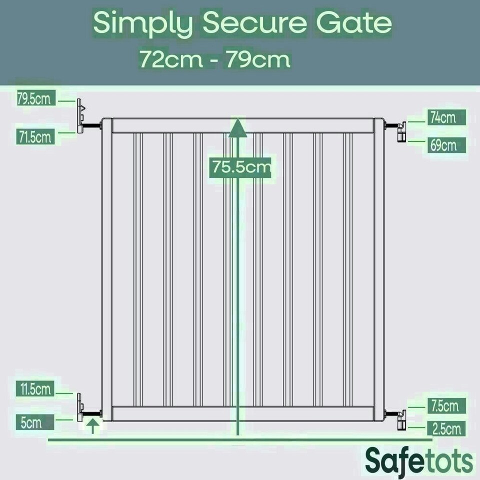 image 1 of Bettacare Simply Secure Wooden Screw Fit Gate, 72cm - 79cm, Black, Wooden Dog Gate Gate, Screw Fit Pet Stair Gate, Puppy Gate