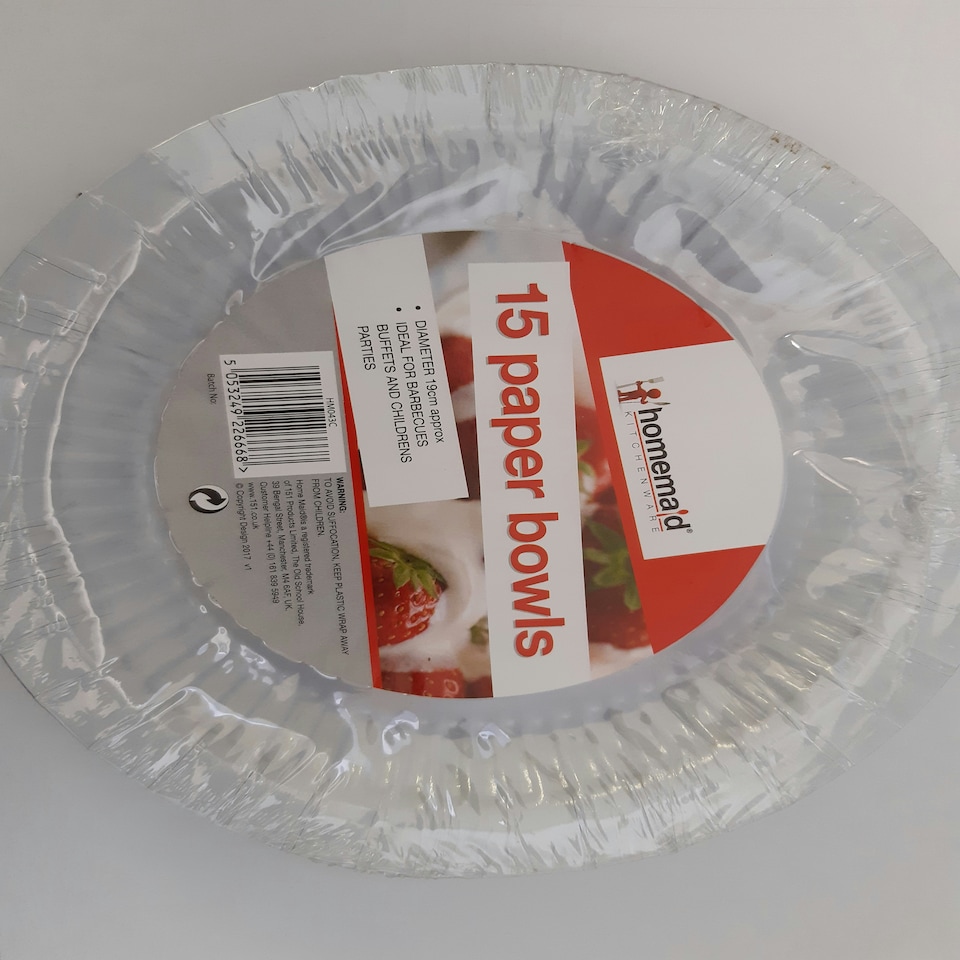 Pack of 15 White Paper Bowls (19cm)