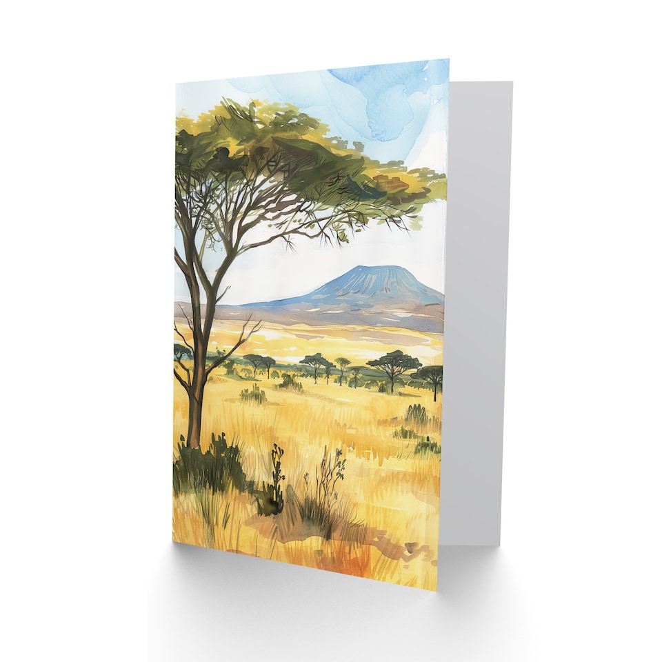 image 1 of Greeting Card Mount Kilimanjaro Savanna Tanzania Landscape Birthday
