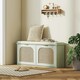 image 8 of HOMCOM Boho Shoe Bench with Padded Seat and 2 Flip-Drawers Green
