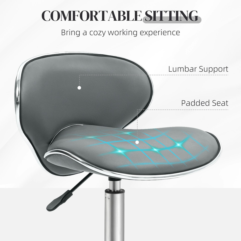 image 1 of HOMCOM Office Chair Beauty Salon Rolling Technician Stool Chair Grey