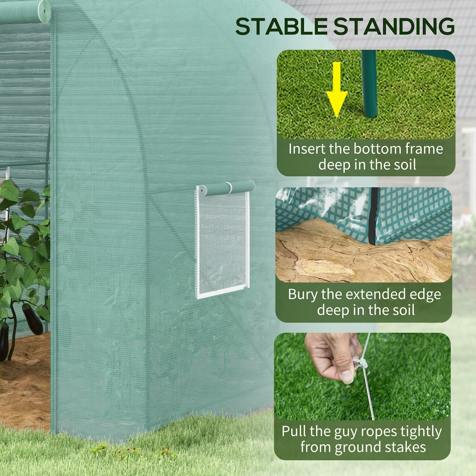 image 1 of Outsunny Polytunnel Greenhouse Outdoor Grow House Roll Up Door Windows 2x2.5m