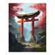 image 3 of Torii Gate Leading Shinto Shrine Forest Red Black Framed Wall Art Print A4