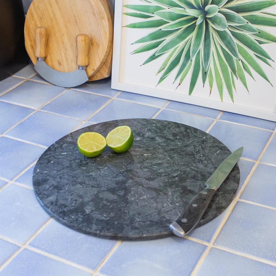 image 1 of Argon Tableware Round Marble Chopping Board - 30cm - Black | Black | Black