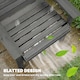 image 6 of Outsunny Wood Garden Chair Outdoor Dining Chair with Curved Seat, Grey | Grey | Grey Embossed Finish | 66W x 65D x 90H cm