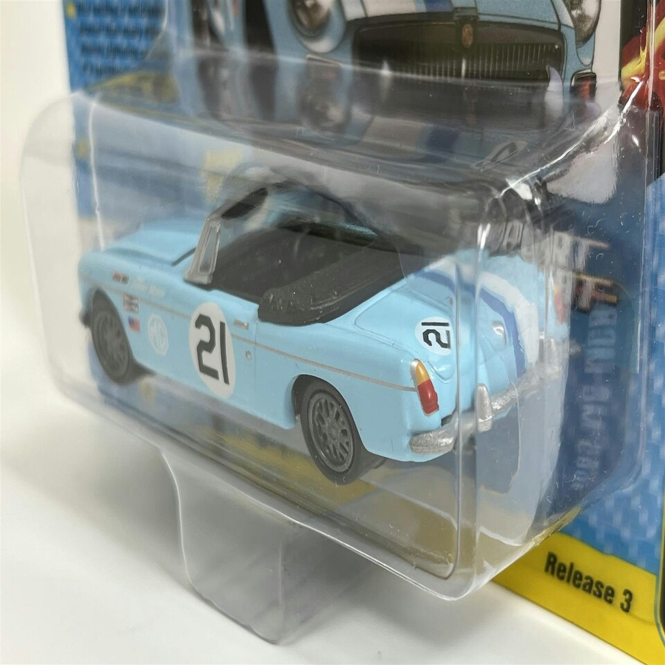 image 1 of 1963 MG MGB Sky Blue Import Heat 1:64 Scale Johnny Lightning JLSF021