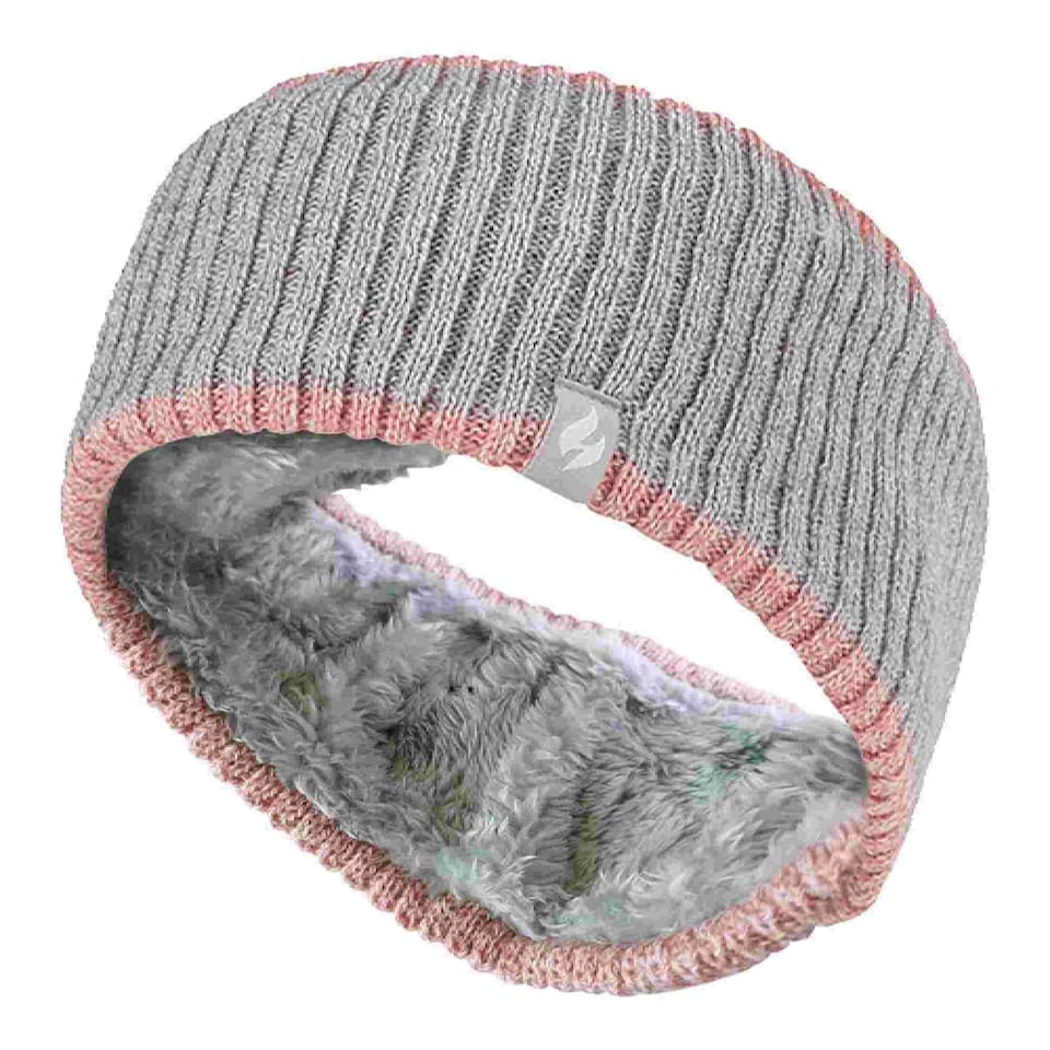 image 1 of Ladies Cable Knitted Fleece Lined Thermal Winter Ear Warmer Headband | Grey | Light Grey | One Size | 1