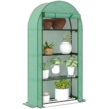 Outsunny 4 Tier Mini Greenhouse with Reinforced PE Cover, Green
