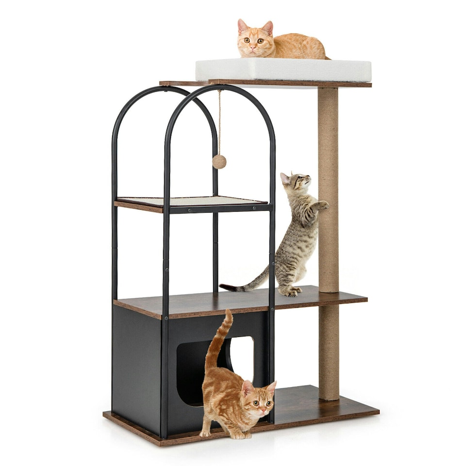image 1 of COSTWAY 118 cm Cat Tree Tower Cat Condo Activity Center