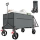 image 1 of Outsunny Folding Trolley on Wheels, Garden Cart with Openable Sides, Grey