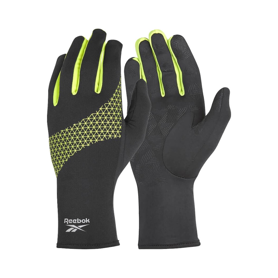 image 1 of Reebok Running Gloves — Black XL with Smart Touch Tech & Reflective Detail | Black | BLACK | XL