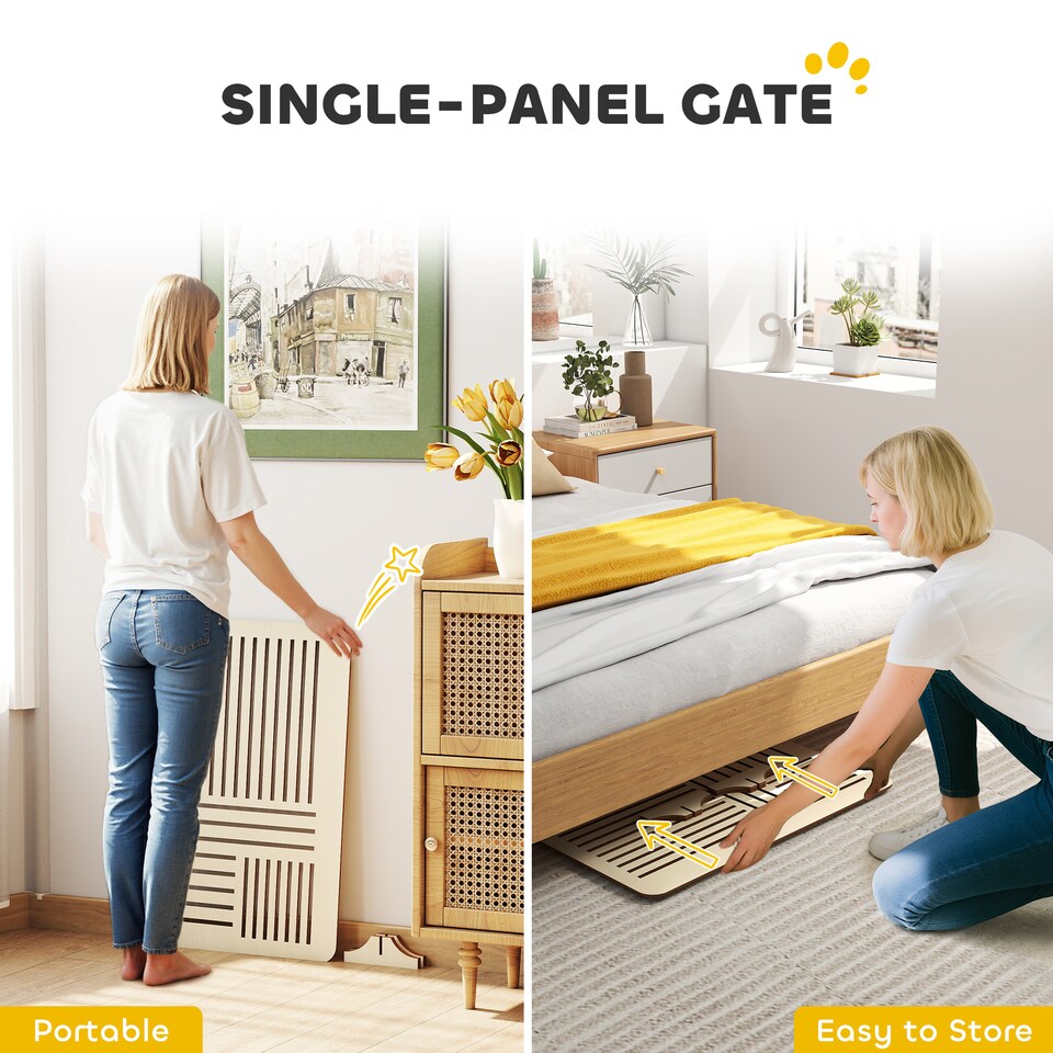 image 1 of PawHut Freestanding Pet Gate for Small Dogs, 75 x 51 cm, Natural