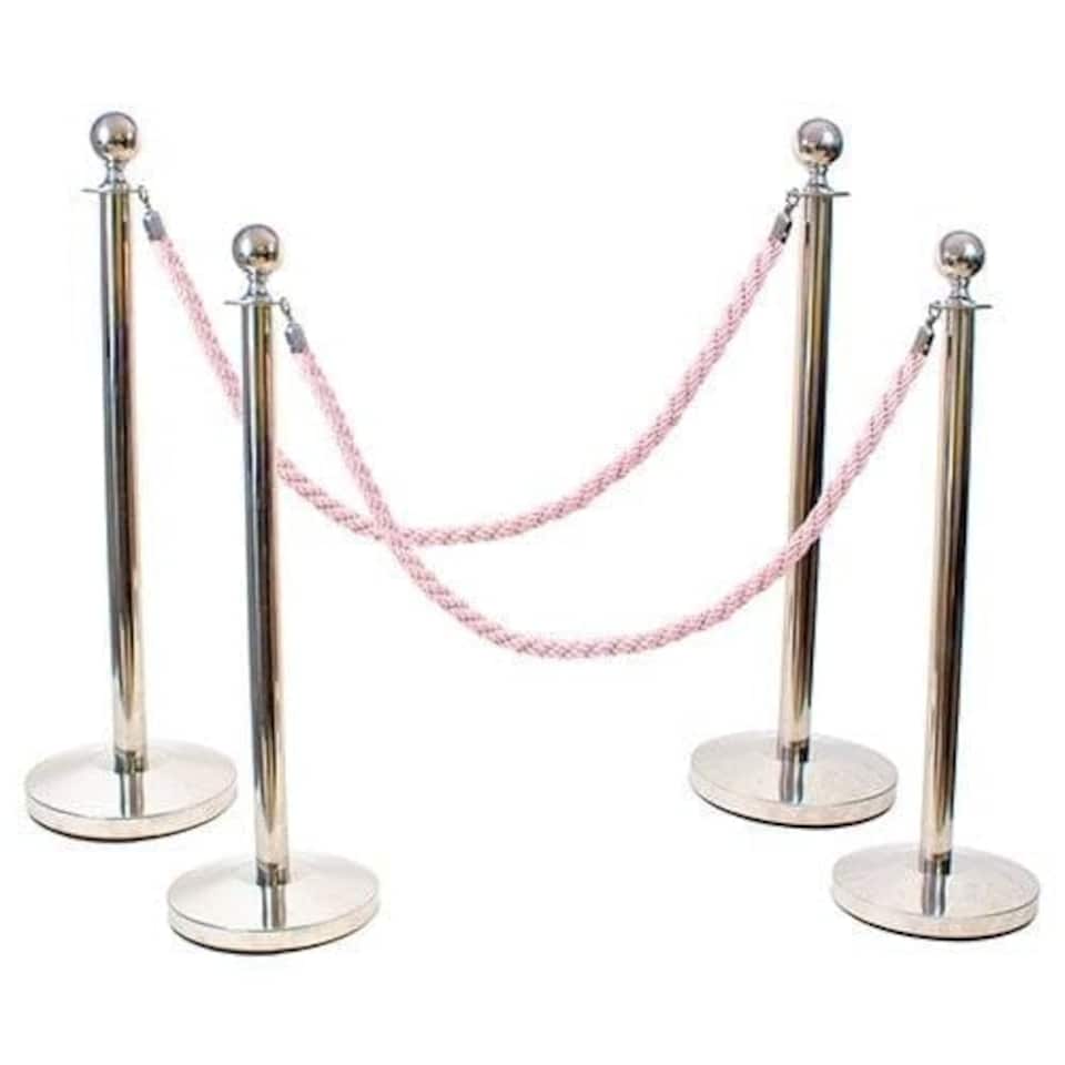 image 1 of 4 Prestige Chrome Poles With 2 Pink Braided Ropes