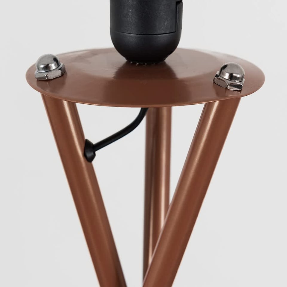image 1 of ValueLights Camden Copper Tripod Floor Lamp Grey Taper Shade