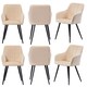 image 1 of Set of 6 Camden Modern Velvet Dining Chairs with Armrests, Quilted Design & Black Metal Legs Cream