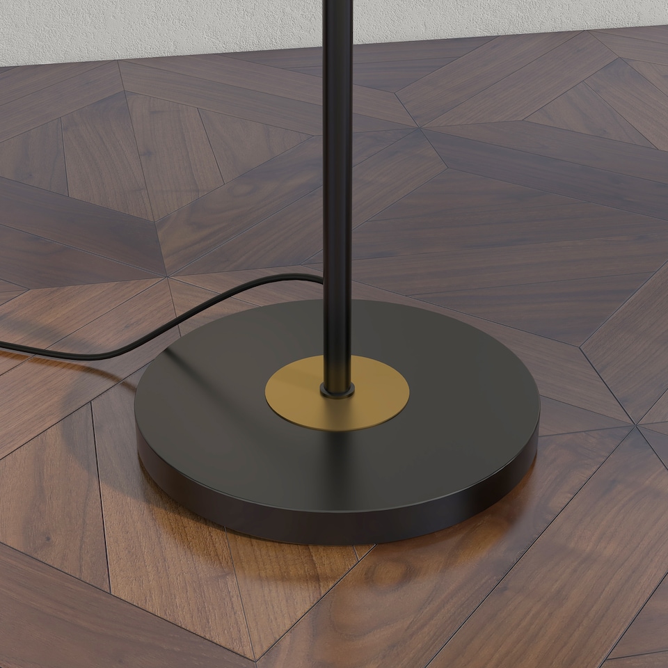 image 1 of HOMCOM 3Light Floor Lamp for Living Room with Glass Global Lampshade, Modern Standing Lamp for Bedroom, Bulb not Included, Grey