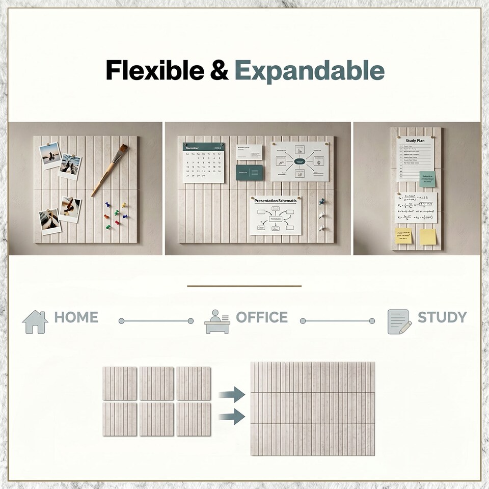 image 1 of Levede Felt Notice Board 6 Pack Wall Tiles Pin Board Self Adhesive Beige 30x30cm