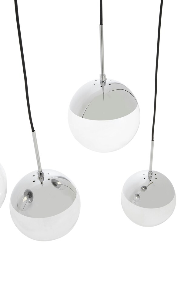 image 1 of Interiors by Premier Industrial Chrome 5 Pendant Light, Adjustable Globe Pendant Ceiling Light for Dining Table, Hanging Light