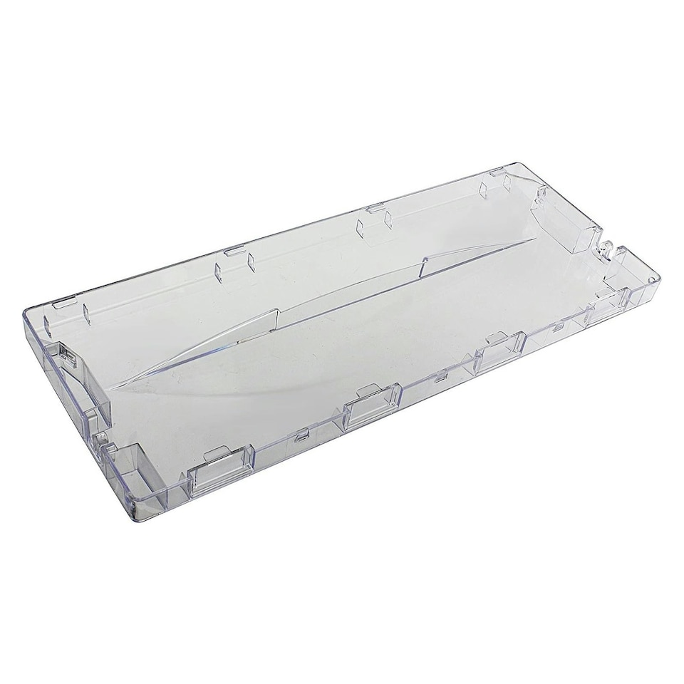 image 1 of SPARES2GO Plastic Drawer Flap Front Handle for Hotpoint RFA52 Fridge Freezer Clear