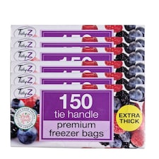 TidyZ Premium Freezer Bags with Tie Handles 150 Assorted Pack