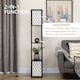 image 3 of HOMCOM Floor Lamp with Shelves, Modern Tall Standing Lamps with Fabric Lampshade, Chain Switch and Dual Light for Living Room, Bedroom, Bulb not Included, Black