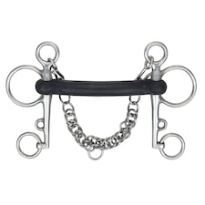 Shires Hard Rubber Horse Pelham Bit - Black/Silver - 4.5in