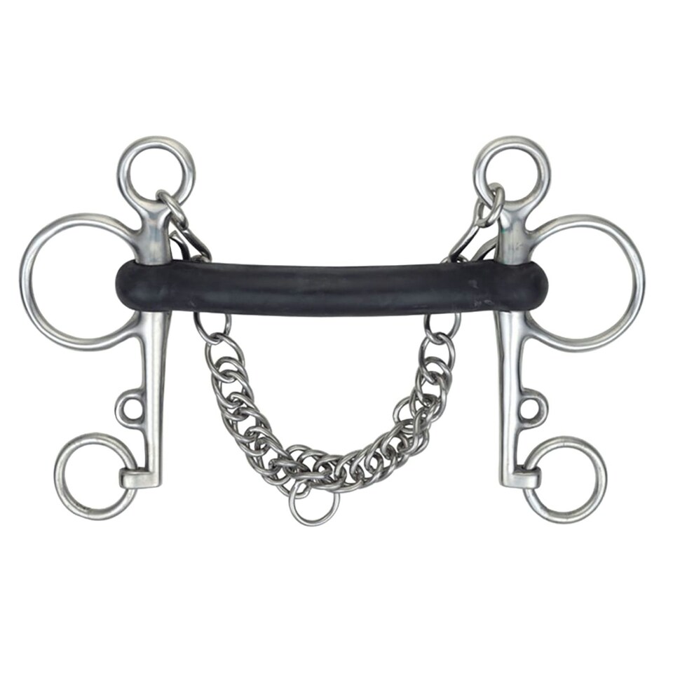 image 1 of Shires Hard Rubber Horse Pelham Bit - Black/Silver - 4.5in
