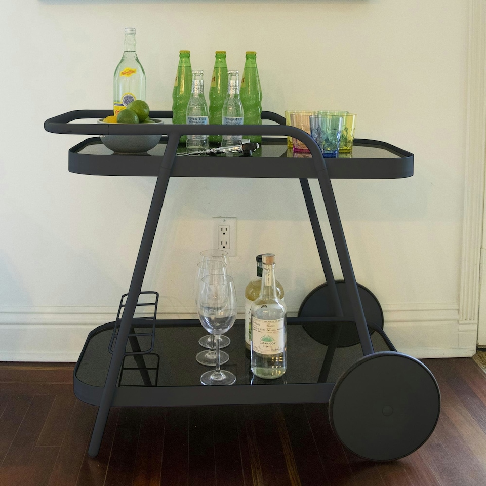 image 1 of Novogratz Barbie Outdoor Bar Cart with Wheels Charcoal