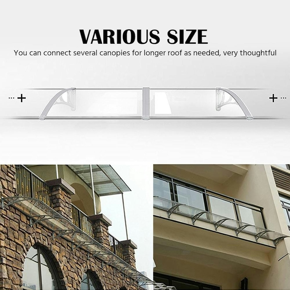 image 1 of Yaheetech 120 cm x 76 cm Front Door Canopy Outdoor Awning Black White