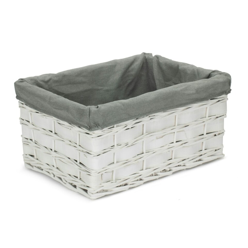 image 1 of White Grey LinedScandi Storage Basket with Grey Lining Grey | Grey | M