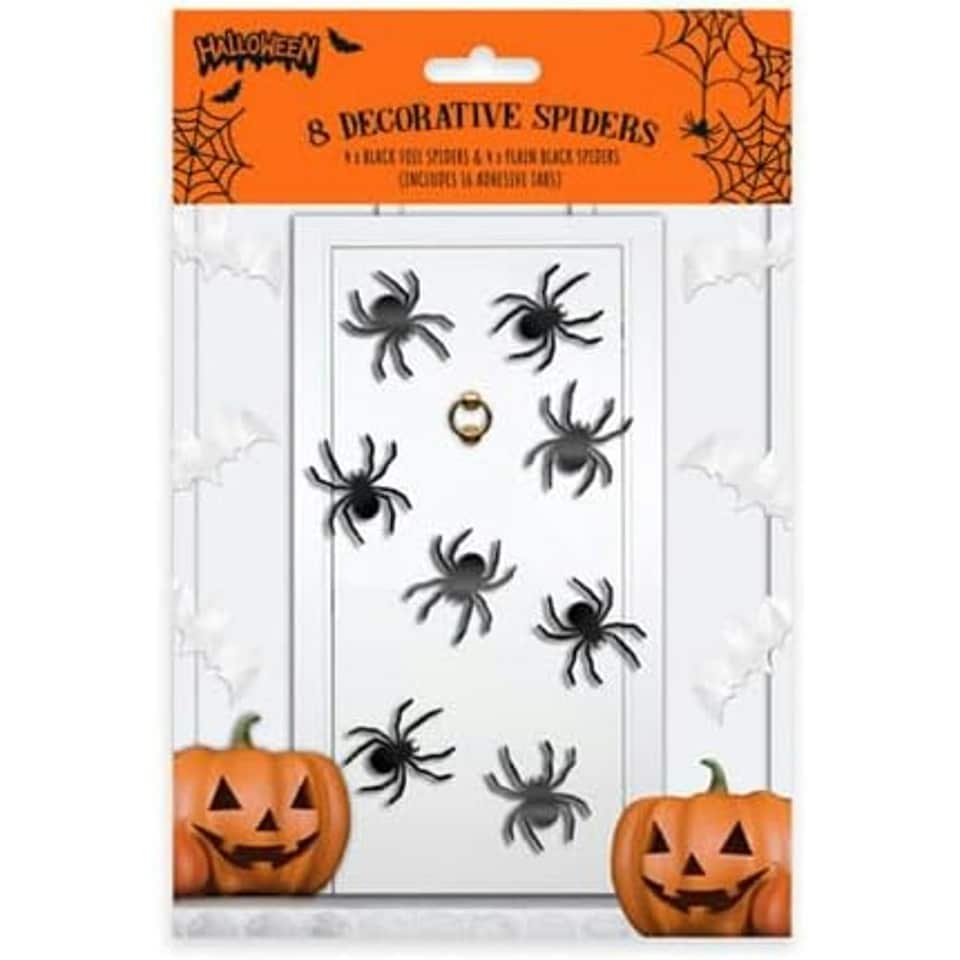 image 1 of Pack of 8 Halloween Decorative Spiders