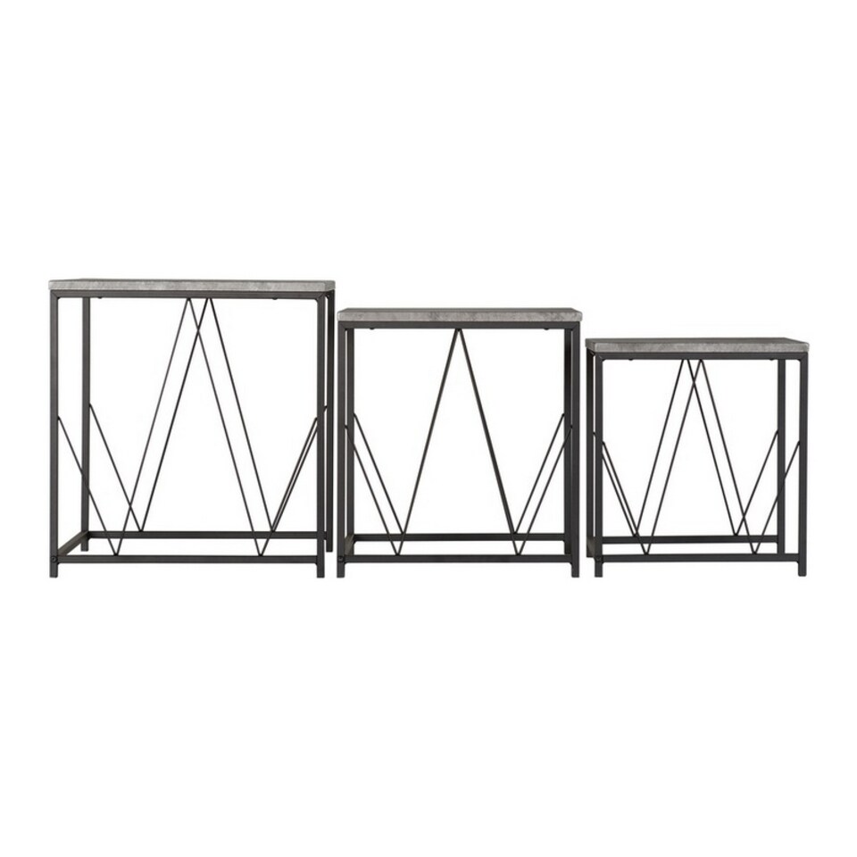 image 1 of Athens Square Nest of Tables - L45 x W45 x H48.5 cm - Concrete Effect - Black