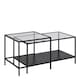 image 3 of Seaford Black Metal Coffee Table Set with Glass Top