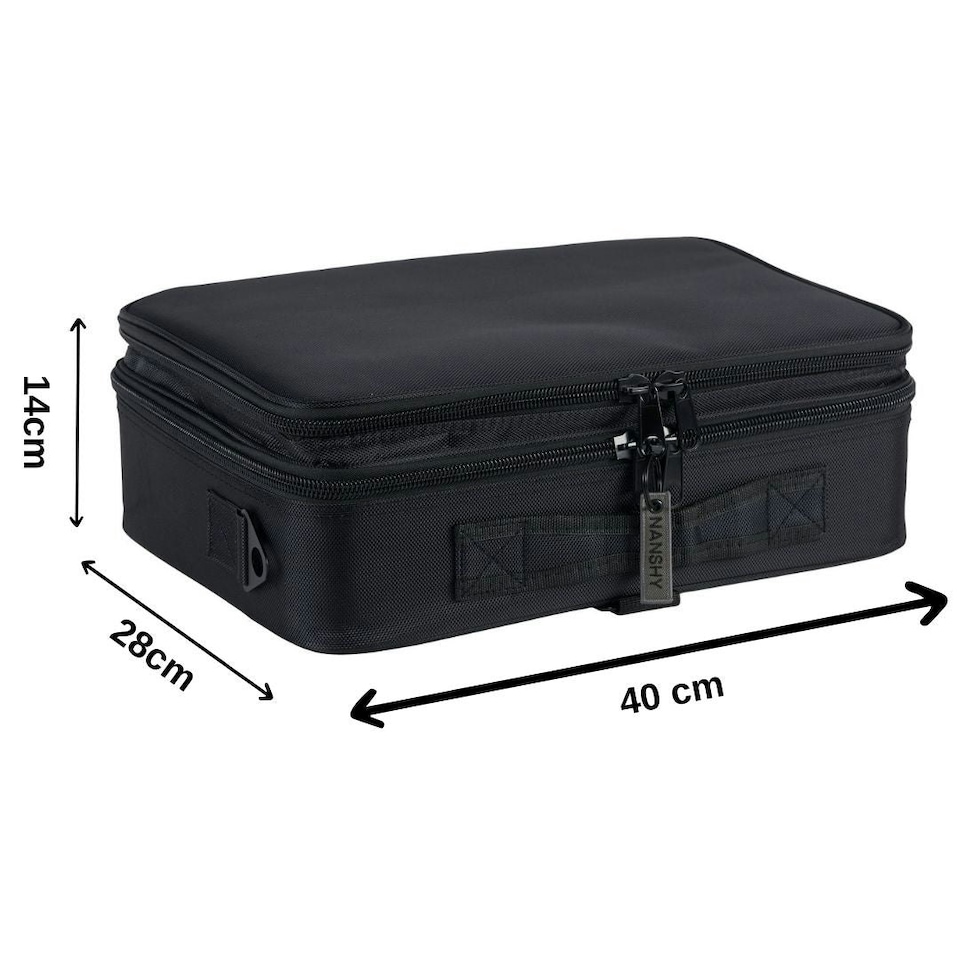 image 1 of Nanshy Travel Makeup Case with Mirror - Professional, Waterproof, Adjustable Compartments