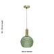 image 6 of Set of 2 Betchley - Green Ribbed Glass Globe Satin Brass Deco Pendants