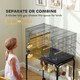 image 4 of PawHut Bird Cage with Divider, 4 Wooden Perches, Slide Out Tray, Black